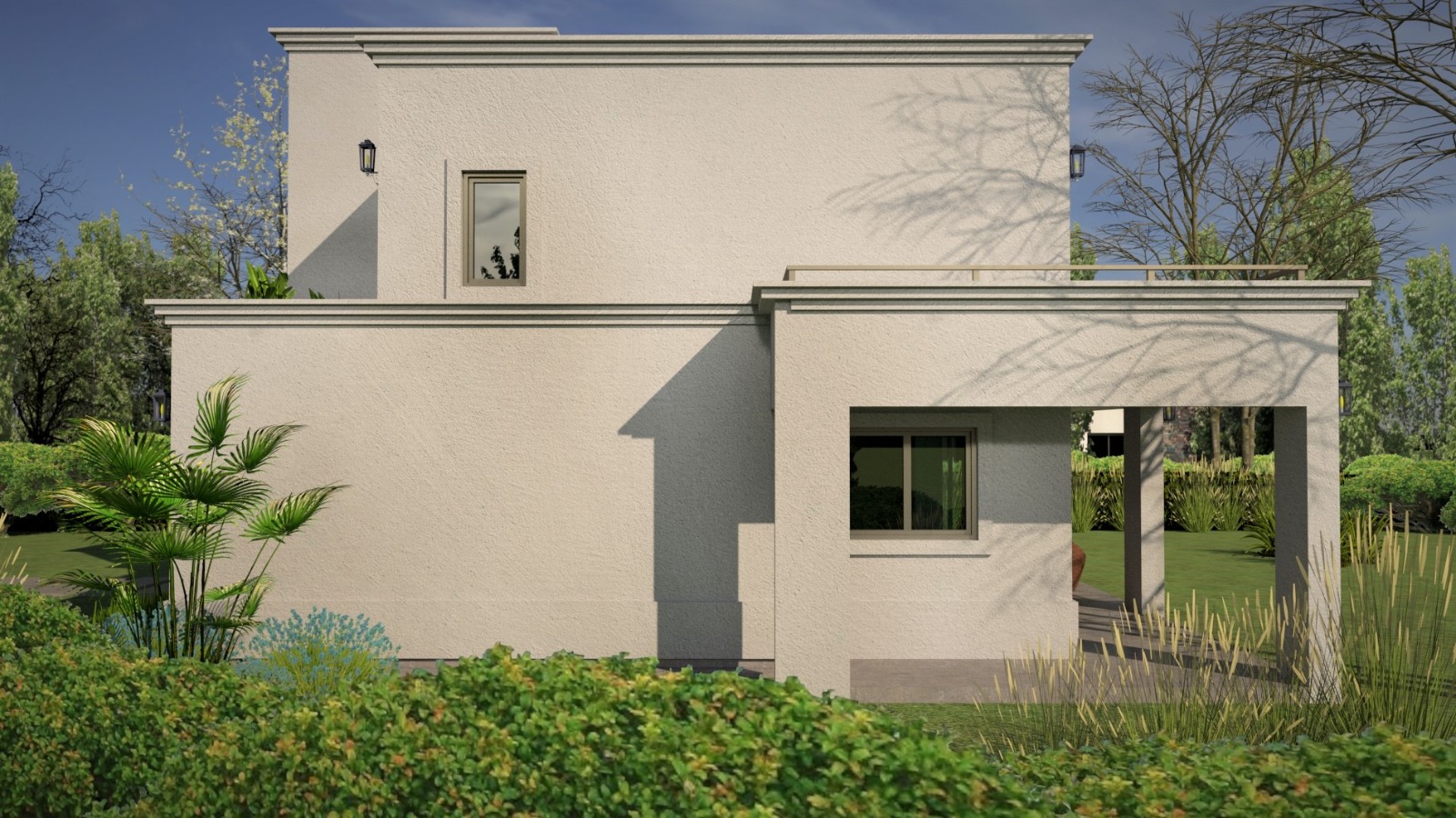 Parte lateral de la vivienda 3D