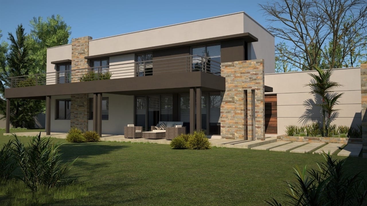 Parte trasera de la vivienda 3D