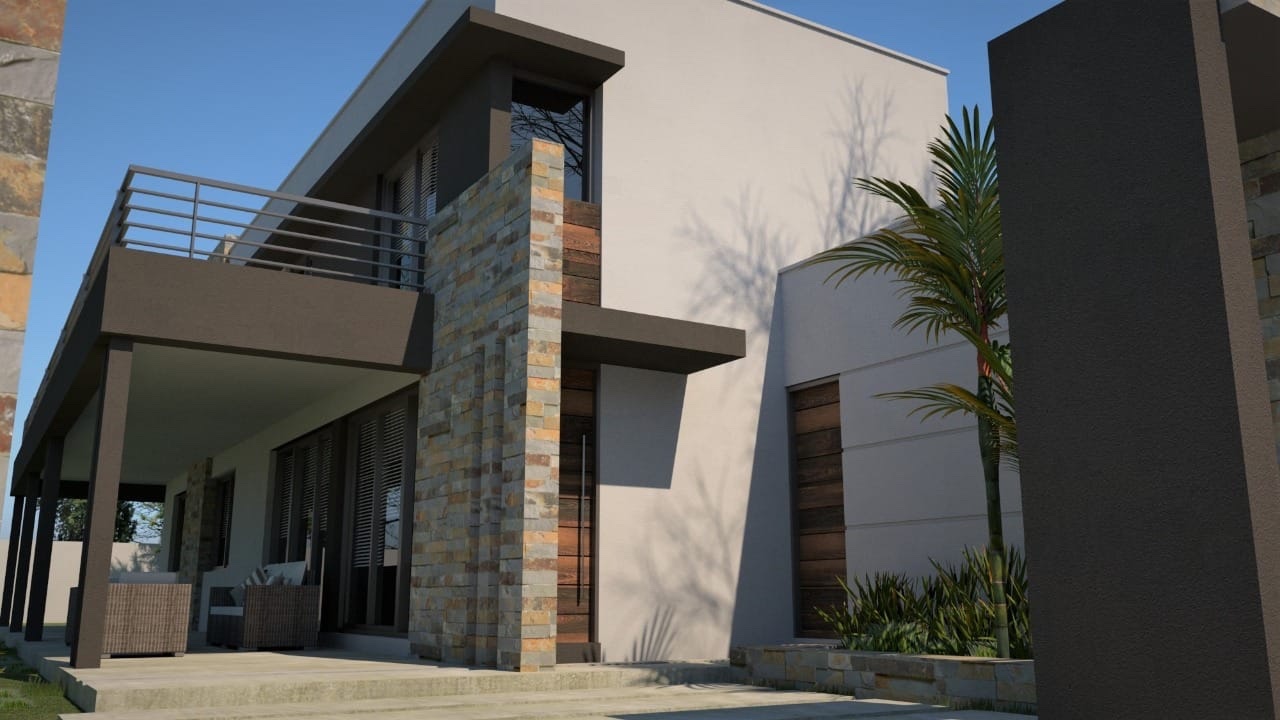 Parte lateral de la vivienda 3D